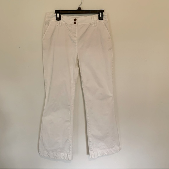 Women’s Boden White Flare Chino Style Pants Preppy Spring Work Size 12R - Picture 1 of 13
